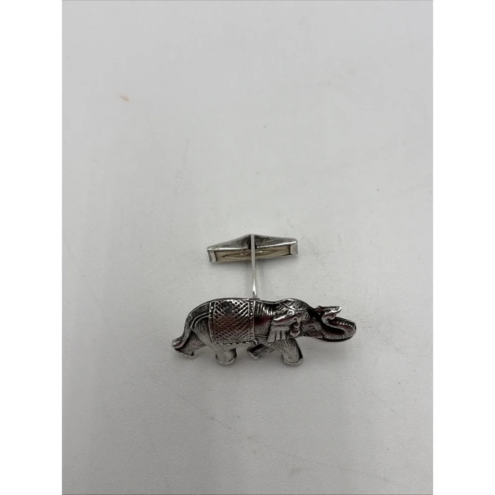 Sterling Silver 925 Cuff Link Indian Elephant 1 Inch Wide Only One Not A Pair‎